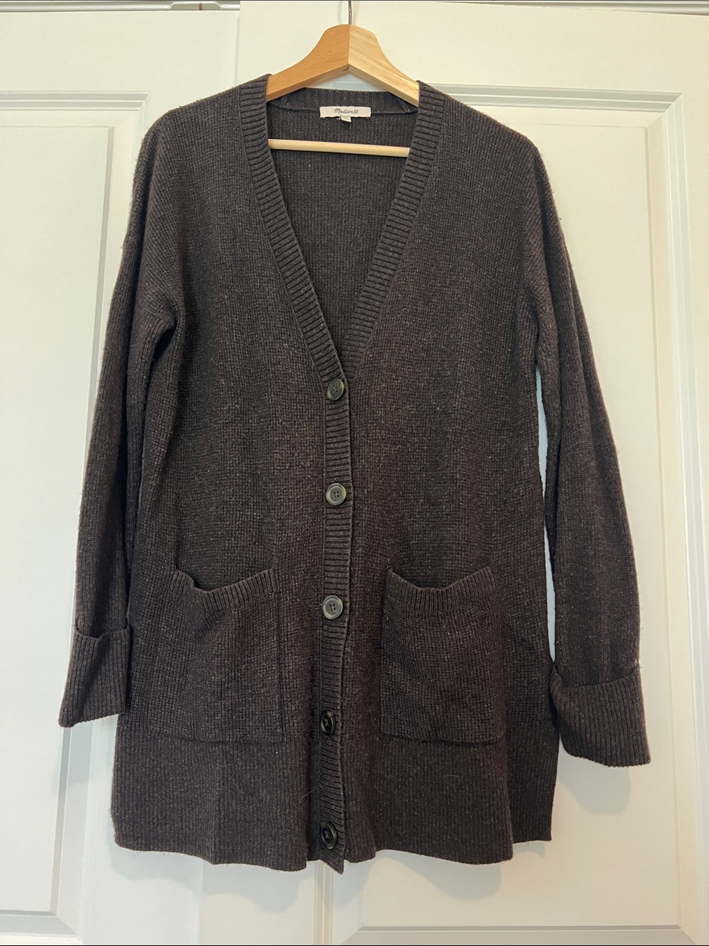 Madewell Brown Oversized V-Neck Button Cardigan with Pockets Size XS